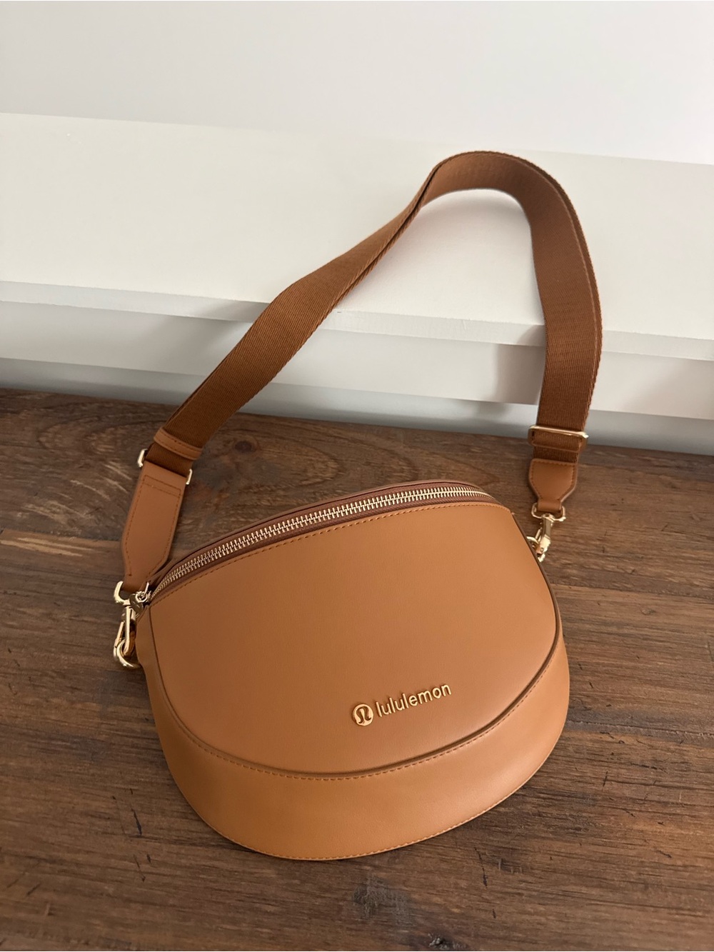 lululemon athletica Caramel Brown Crossbody Saddle Bag